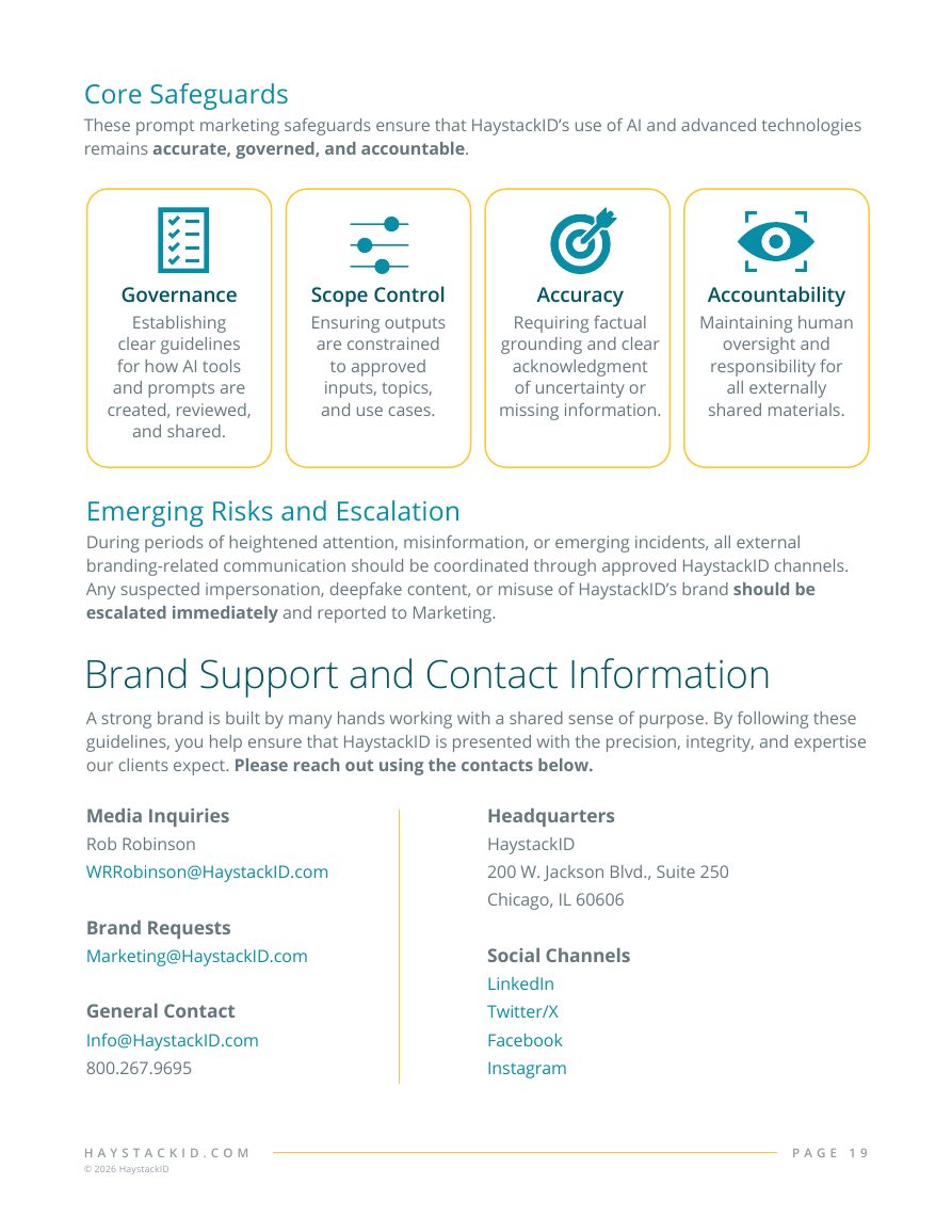 HaystackID brand safeguards and governance