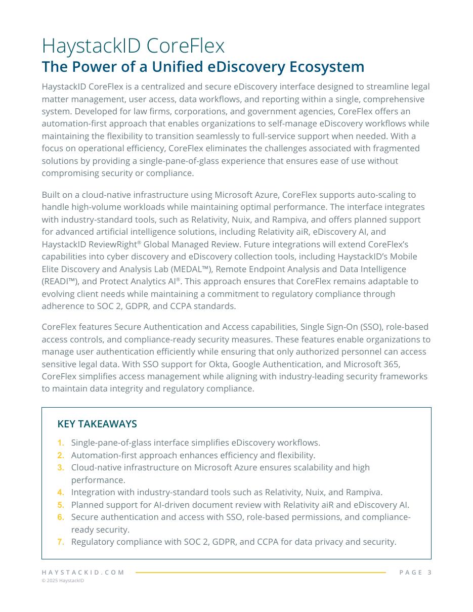 CoreFlex unified eDiscovery ecosystem