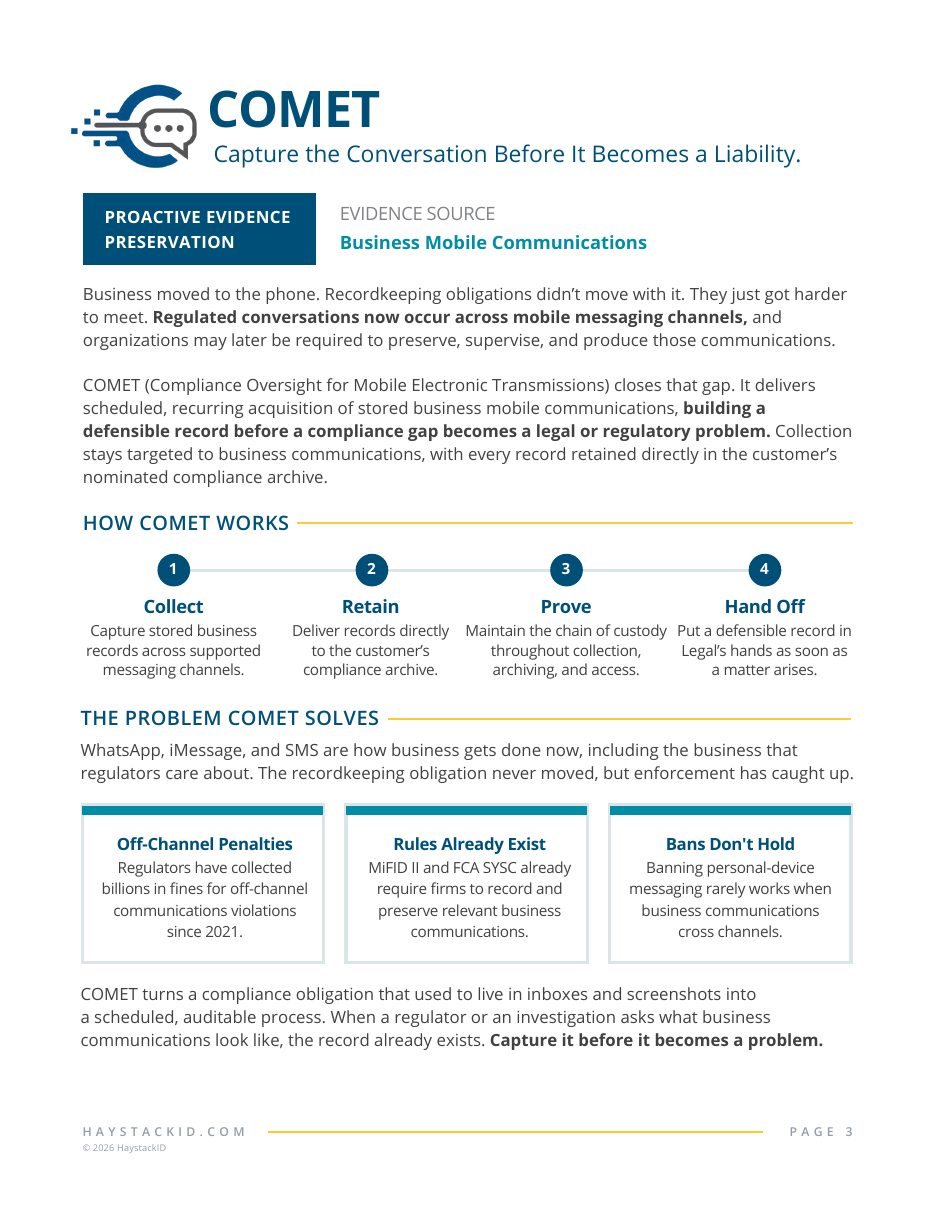 COMET solution page