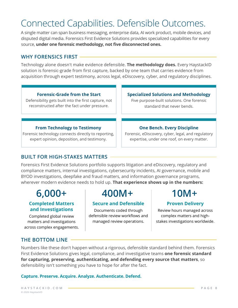 Forensics First connected capabilities page